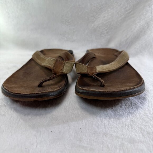 Chaco Women's Leather Flip Flops Size 9 Brown Sandals Comfortable & Durable - Picture 4 of 7